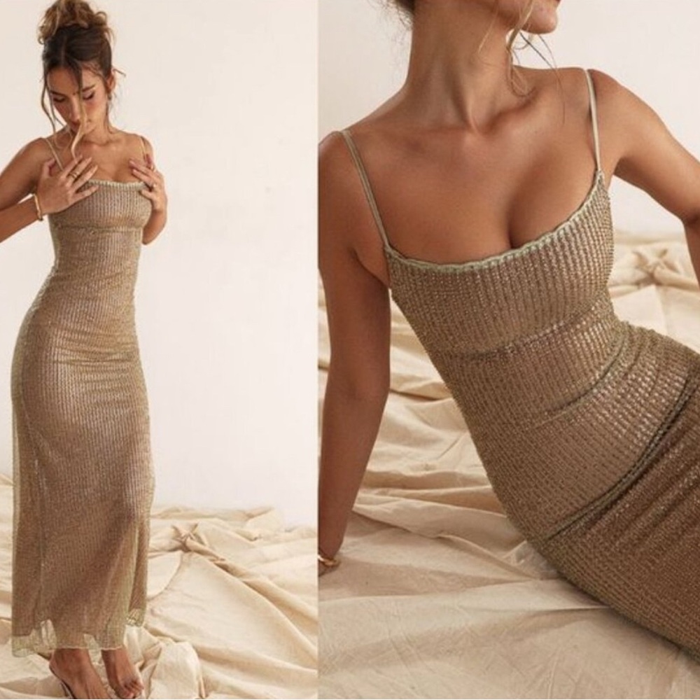 House of CB Gold Maxi Dress